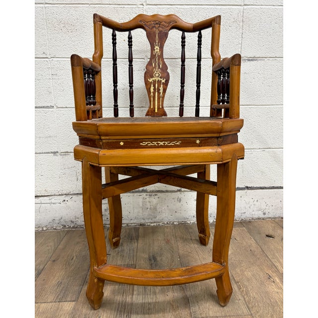 This is a gorgeous antique Asian side hall chair believed to be from that late 19th century. Qing style. Possibly elm...