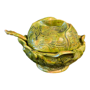 Ceramic Cabbage Covered Serving Dish Vintage Holland With Ladle