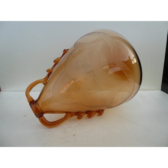 Glass Italian Art Glass Art Deco Murano with Cameo Etched Pattern Vase attributed to Cappellin Vittorio Zecchin For Sale - Image 7 of 17