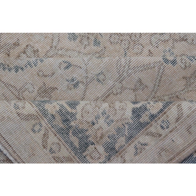 Vintage Turkish Oushak Rug, Distressed Floral Design, Cream & Blue 9'5 X 11'10 For Sale - Image 15 of 16