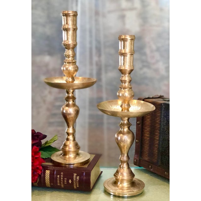 Vintage Brass Pillar Candle Sticks a Pair Chairish