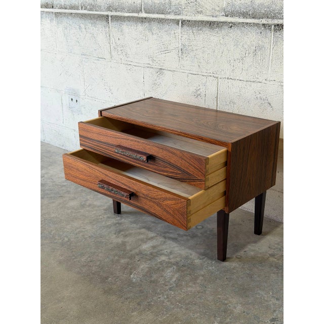 Brown Rosewood Small Dresser Wooden Nightstand Compact Dresser Mid-Century Modern 1960s For Sale - Image 8 of 12