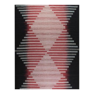 8x10 Black Flat Weave Wool Hourglass Motif Geometric Modern Carpet Rug For Sale