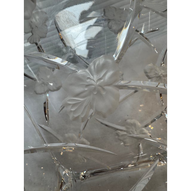 Hoya Purple Dew Iris Relief Crystal Vase With Box For Sale - Image 10 of 12
