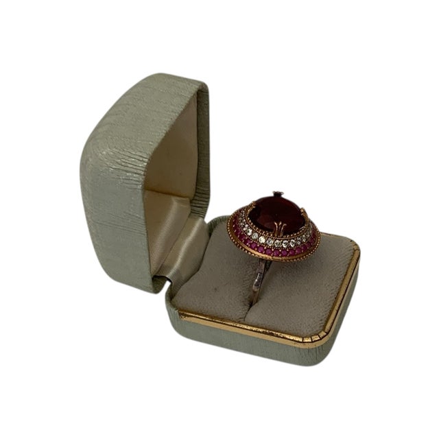 1960s 1960s Custom 925 Sterling Silver Ring With a Semiprecious Big Ruby Stone for Women, Size 9.25 For Sale - Image 5 of 6