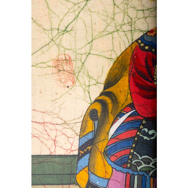 Vintage Chinese Qing-Style Ancestor Portrait Paintings, Framed - Pair For Sale - Image 11 of 18