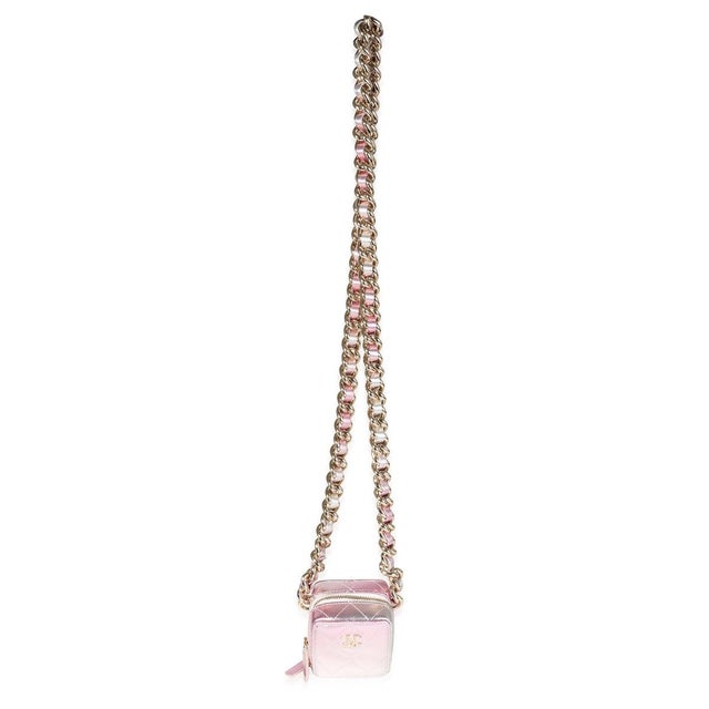 2020s Metallic Lambskin Quilted Coco Punk Clutch With Chain For Sale - Image 5 of 8
