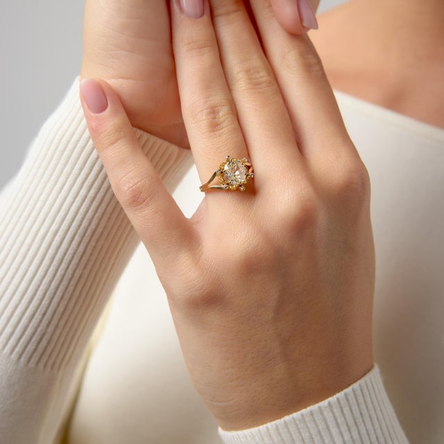 19th Century Victorian Gia 1.35 Carat Old Mine Cut Diamond 18k Yellow Gold Engagement Ring, Size 5 For Sale - Image 4 of 7