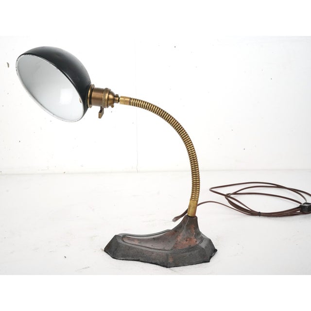 Industrial Restored 1920s Industrial Steel Gooseneck Desk Lamp For Sale - Image 3 of 9
