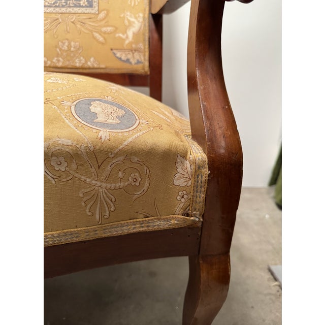 Wood Pair of Antique Chairs in Toile Fabric For Sale - Image 7 of 12