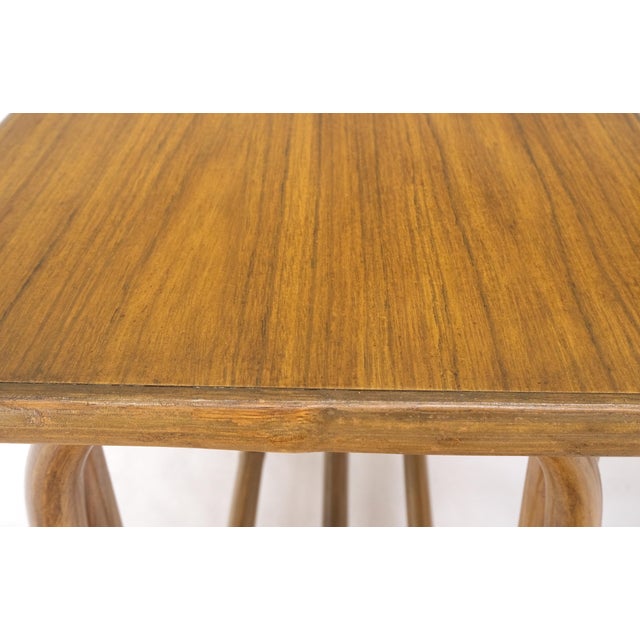 Pair of Vintage c1970s Rattan Bamboo Laminated Tops Rectangle End Side Tables For Sale - Image 10 of 10