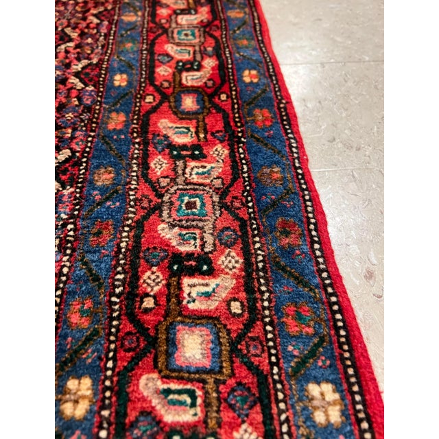Textile Vintage Persian Tabriz Handmade Oriental Wine Red, Ivory & Navy Rug For Sale - Image 7 of 9