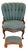 Late 20th Century Green Channelback Chair W/Footstool - Set For Sale