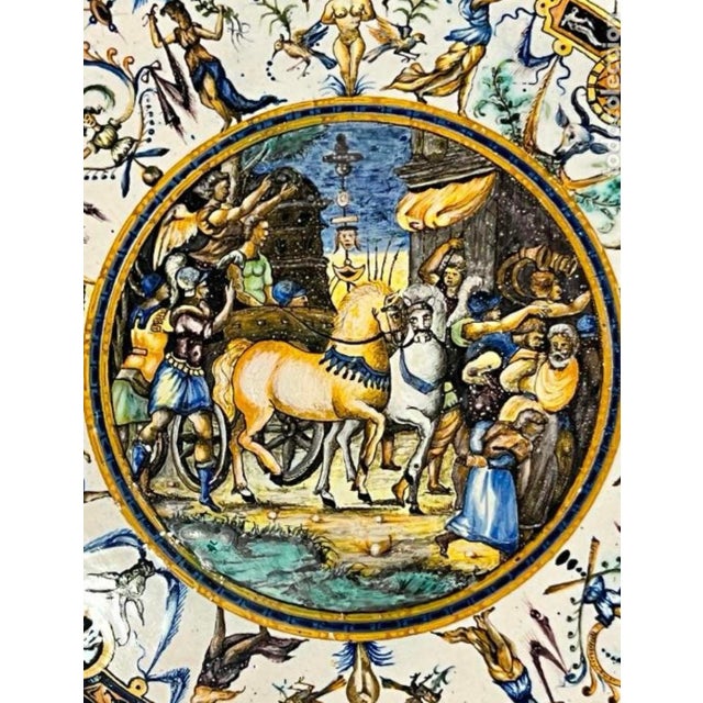 Large Plate in Cantagalli Porcelain, Italy, 19th Century For Sale - Image 3 of 9
