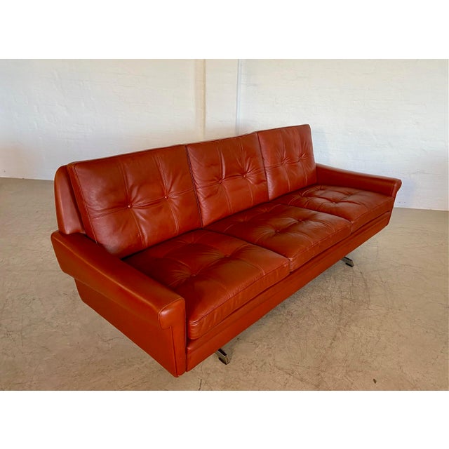 Danish 3-Seater Sofa in Cognac Leather and Chrome by Svend Skipper, 1960s For Sale - Image 12 of 18