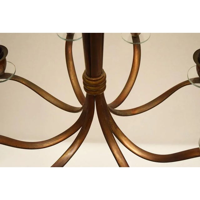 Metal Brass Chandelier, Italy, 1950s For Sale - Image 7 of 12