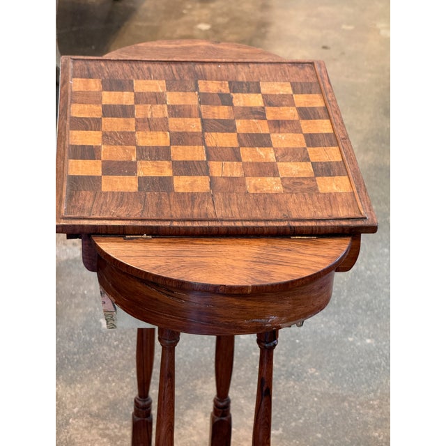 19th Century Rosewood Game Table With Chessboard Top and Playing Card Drawer For Sale - Image 11 of 12