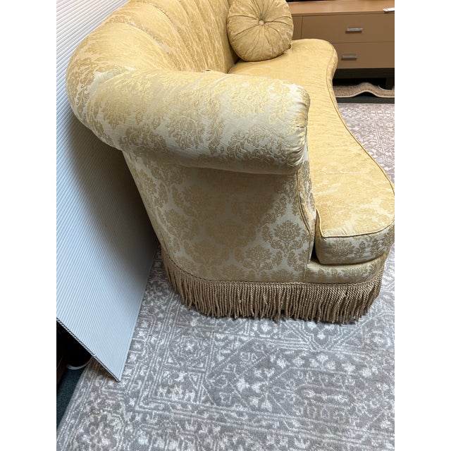 Danish Style Channel Back Sofa + Fringe For Sale In San Francisco - Image 6 of 11