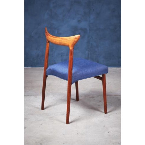 Blue Vintage Teak Dining Chairs by Kurt Østervig, 1960s, Set of 6 For Sale - Image 8 of 10