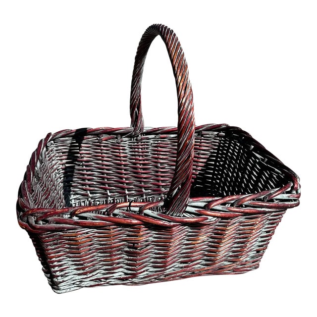 Rustic European Woven Wicker Gathering Basket For Sale