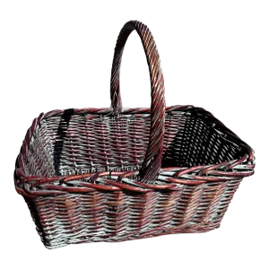 Rustic European Woven Wicker Gathering Basket