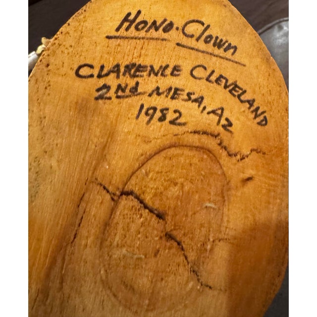 1980s 1982 Clarence Cleveland Hano Clown Kachina Sculpture, Signed For Sale - Image 5 of 12