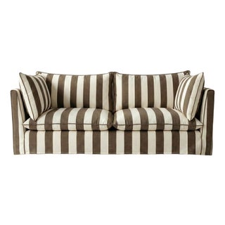 Sophie Conran Coco 3 Seater Sofa - Chocolate Stripes with Knife Edge Cushion For Sale
