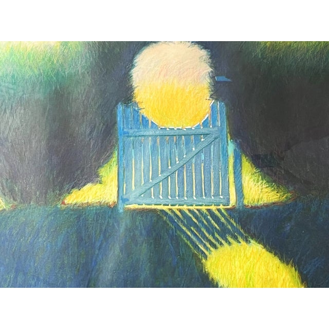 Wood Large Original Pastel on Paper 'Garden Gate' From the Bonfoey Gallery, Ohio For Sale - Image 7 of 12