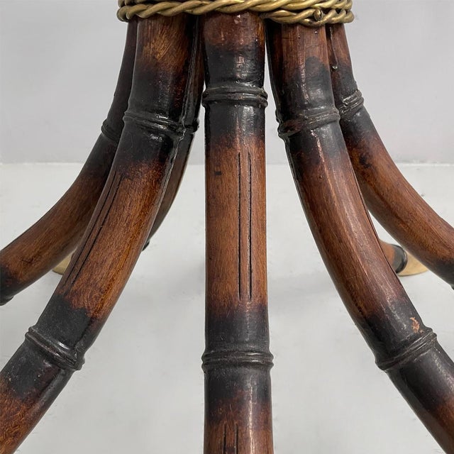 Italian Modern Oval Table in Bamboo, Brass and Glass, 1980s For Sale - Image 13 of 16