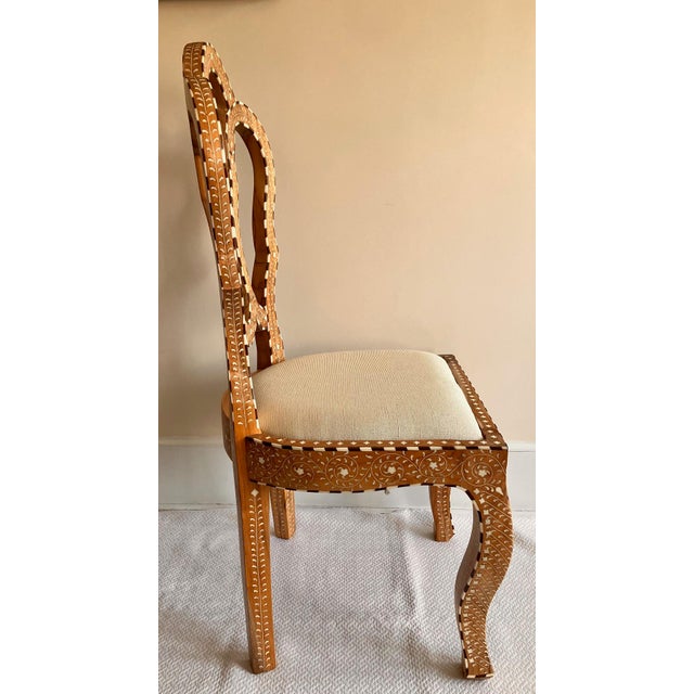 Brown Teak Inlay Anglo Indian Dining Chair For Sale - Image 8 of 9
