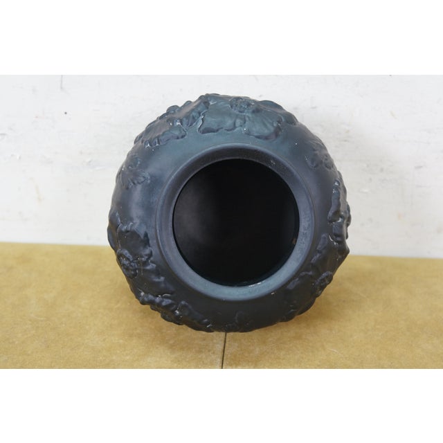 Antique Art Nouveau Tiffin Black Satin Amethyst Glass Poppy Rose Vase 7" For Sale - Image 4 of 10