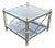 Vintage French Maison Jansen Chrome and Brass X-Base Glass Top Square Side Table For Sale