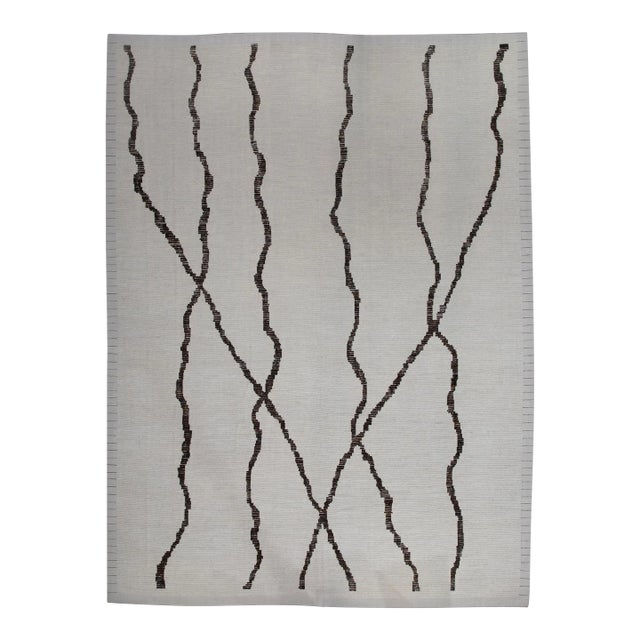 Beige & Brown 21st Century Modern Moroccan Style Wool Rug 11'10" X 16'4" For Sale