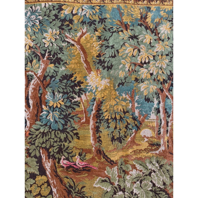 Textile French Verdure Mid-20th C Reproduction Tapestry Wall Hanging For Sale - Image 7 of 12