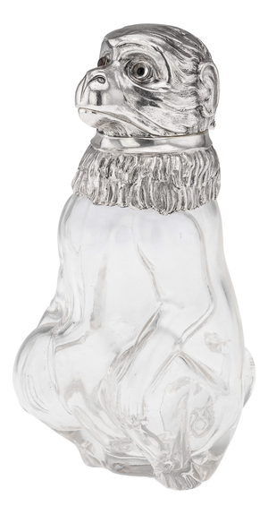 Antique German Silver and Glass Novelty Monkey Claret Jug, 1900