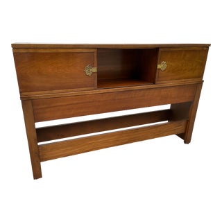 1950s Bengar by Drexel Mid Century Modern Cherry Bookcase Full Size Headboard For Sale