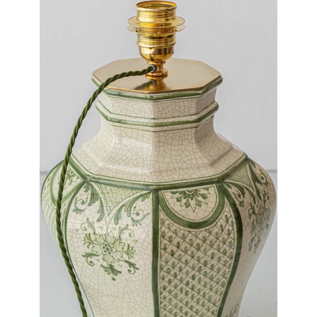Vintage Spanish Revival Crackle-Glazed Ceramic Table Lamp by Benlloch Manises, 1950s For Sale - Image 3 of 15