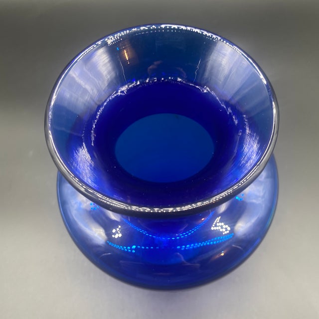 Mid-Century Modern Vintage Blenko Vase 10” Beautiful Blue Handblown Glass For Sale - Image 3 of 8
