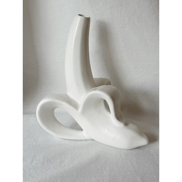 Ceramic Vintage Y2k Ceramic White Pop Art Banana Bud Vase For Sale - Image 7 of 7