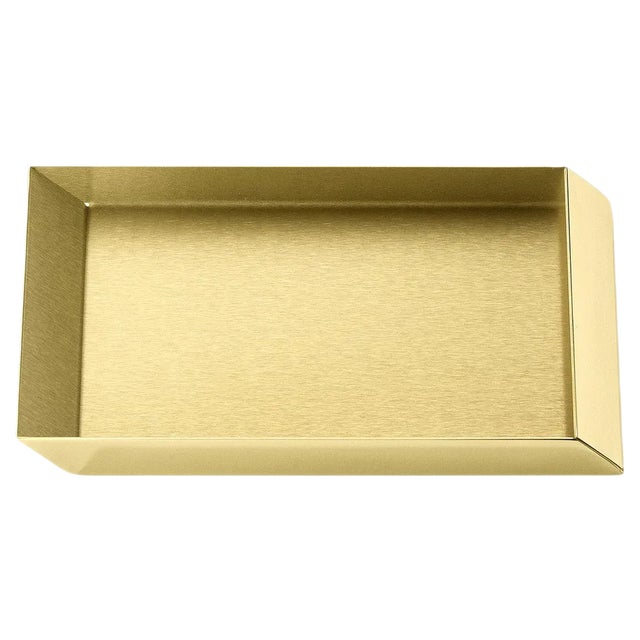 Small Axonometry Polished Brass Rectangular Tray by Elisa Giovannoni For Sale