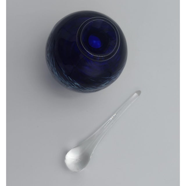 Glass Vintage Handblown Cobalt Blue Art Glass Perfume Bottle With Stopper – Signed & Dated 2002 For Sale - Image 7 of 10