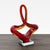 This unique sculpture features an elegant twisted design in rich red and amber glass. It stands on a clear square base for...