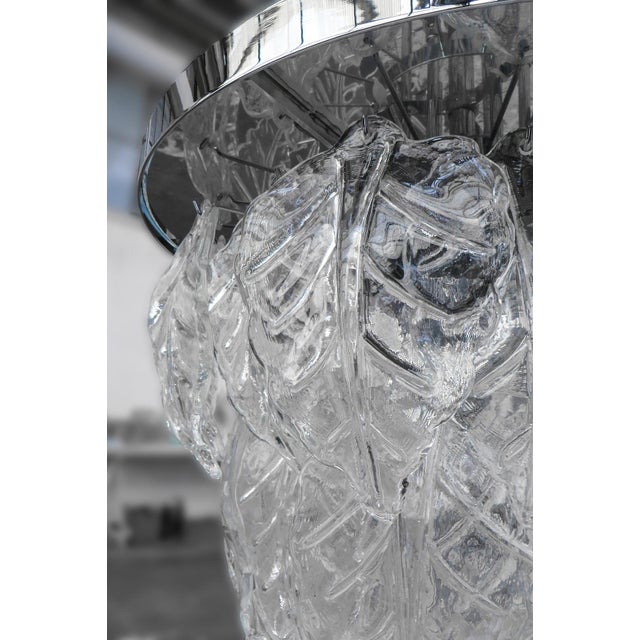 Fabio Ltd Italian Delicatezza Chrome Clear Murano Glass Leaves Table by Fabio LTD For Sale - Image 4 of 5