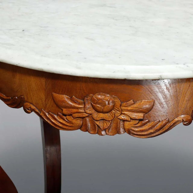 Antique Victorian Turtle Top Marble Top Mahogany & Walnut Lamp Table, Circa 1860 For Sale - Image 11 of 13