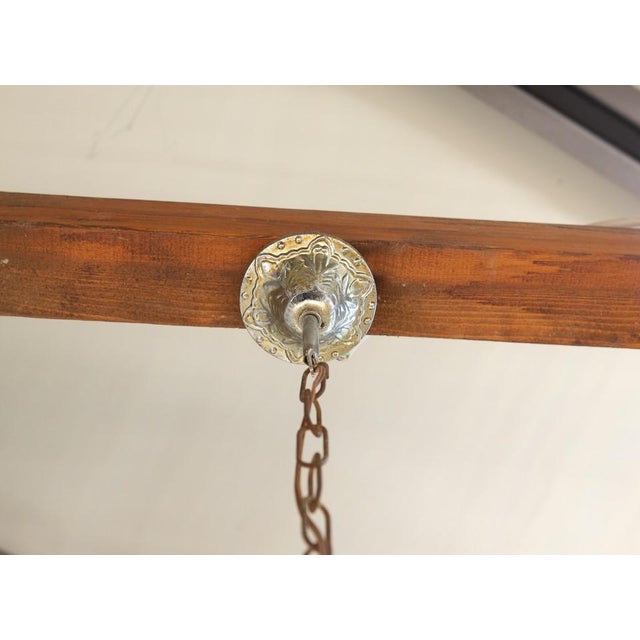 Space Age Pendant Light in Wood and Steel, 1960s For Sale - Image 3 of 6