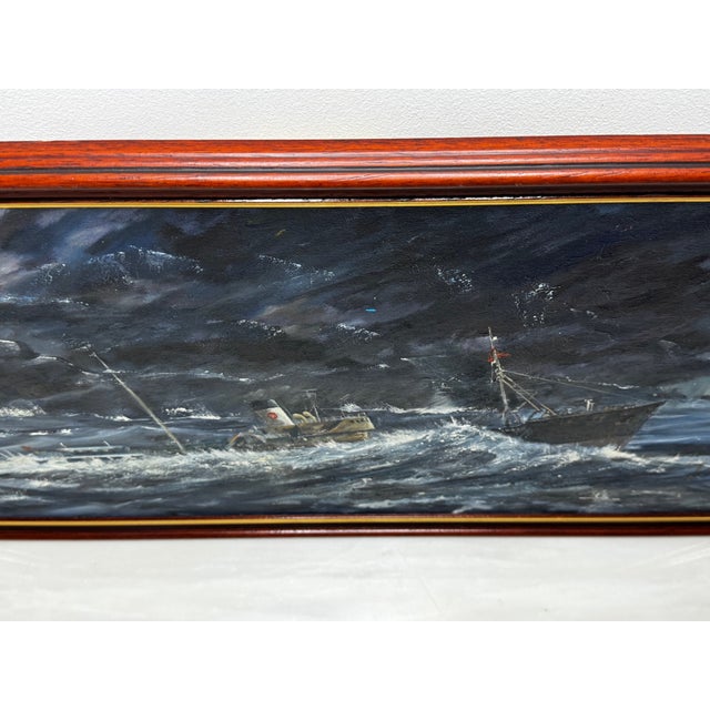 Oil Painting Kingston Peridot (H591), Fishing Trawler Tragedy Lost in the Arctic Gale, January 1968 Framed For Sale - Image 6 of 18