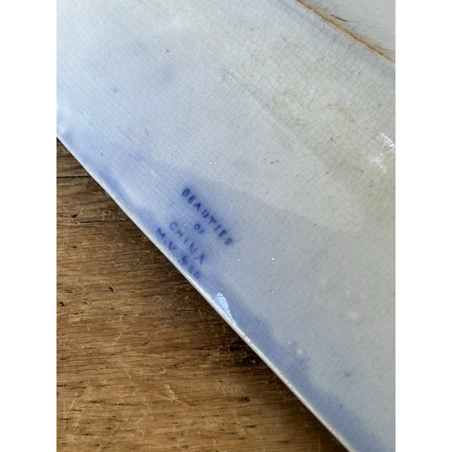 Vintage Boho Blue Willow Octagon Ceramic Platter For Sale - Image 11 of 12