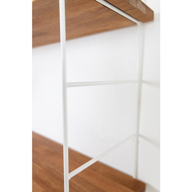 Brown Renovated White Shelving System with Wooden Shelves, 1970s For Sale - Image 8 of 9