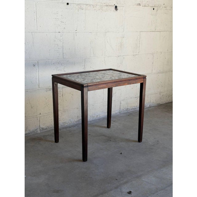 Mid 20th Century Vintage Danish Rosewood Tile Top Side Table Scandinavian Modern End Table For Sale - Image 5 of 9