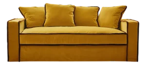 Rafaella Two-Seater Sofa in Mustard Yellow Velvet with Dark Red Trim from Biosofa
